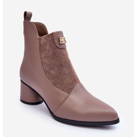 Högklackade läderstövlar S.Barski MR870-96 Beige 2