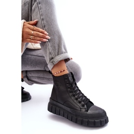 Isolerade läder sneakers med dragkedja Big Star MM274625 Svart 1