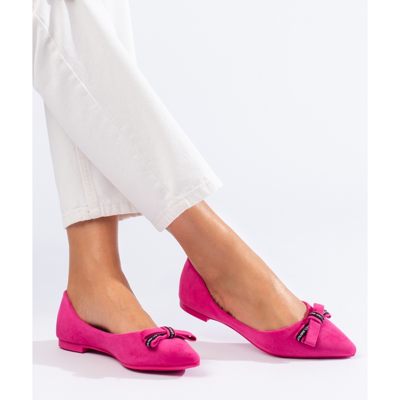 Ballerinor i mocka med en Shelovet-rosett rosa 1