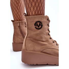 Vinceza Beige Mocka Worker Boots På En Massiv Plattform Kilar Beige Lavica 1