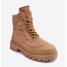 Trappers isolerade ankelstövlar för kvinnor på plattform och platt klack Big Star MM274340 Beige 2