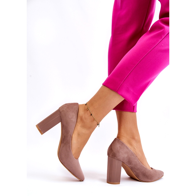 Seastar Pumps i mocka med fashionabla beige höga klackar 3