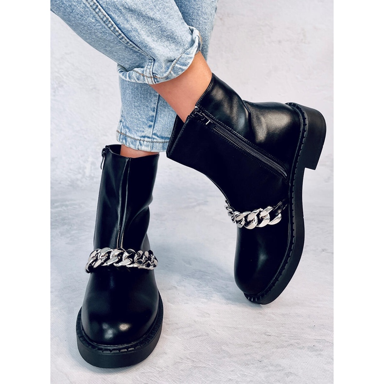 Foster Black ankelstövlar med kedja för kvinnor svart 1