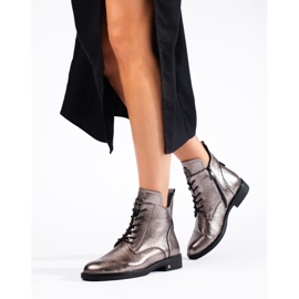 W. Potocki Potocki platta stövlar i silver brun 1