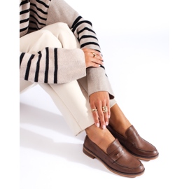 Shelovet bruna lågklackade loafers för kvinnor 1