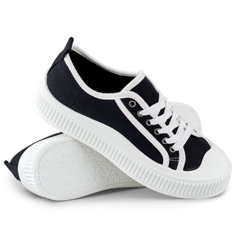 Svarta damsneakers med vit sula 1