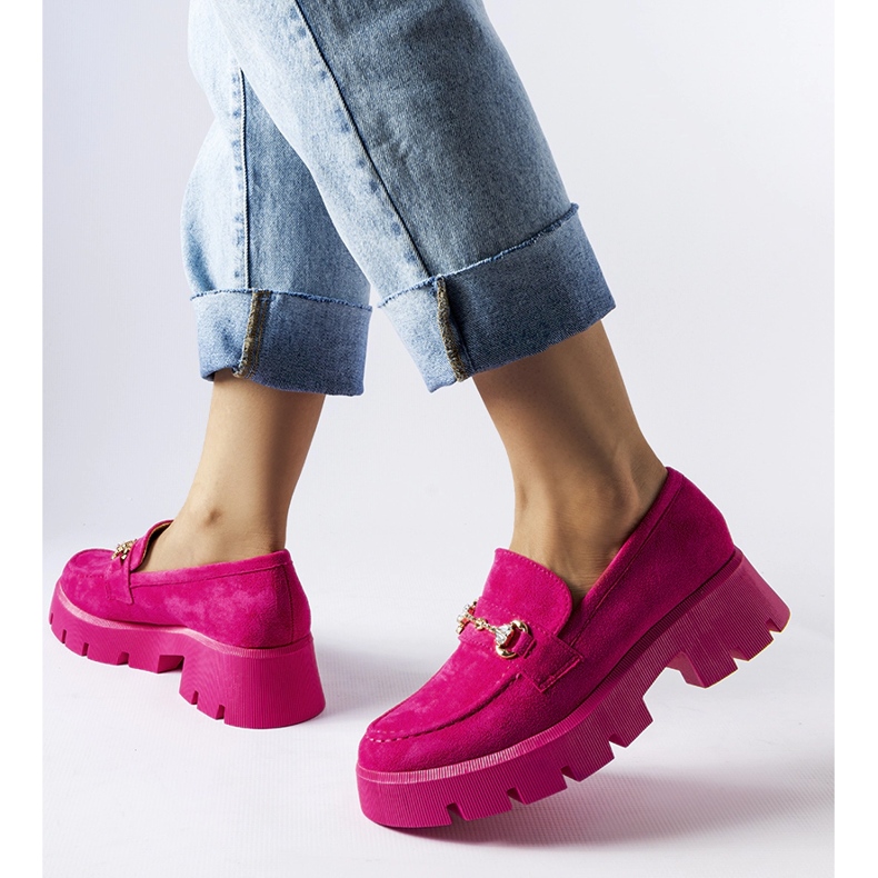 Rosa mockasiner med spänne och strass från Gaiola 1