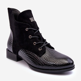 Vinceza Platta läderskor med djurmönster Svart Tianeta 1