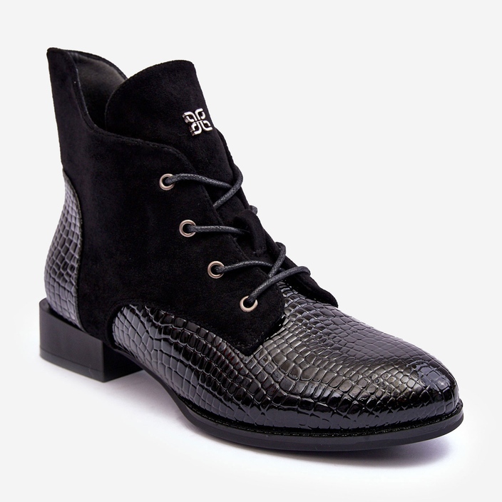 Vinceza Platta läderskor med djurmönster Svart Tianeta 1