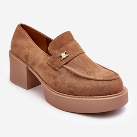 PS1 Högklackade mockaskor för kvinnor, mörkbeige, Afnira 1