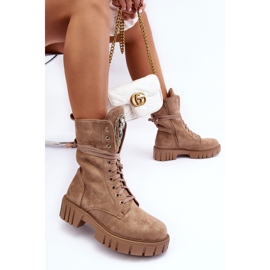 PS1 Arbetarstövlar i mocka med smyckesdekoration, mörkbeige Marx 1