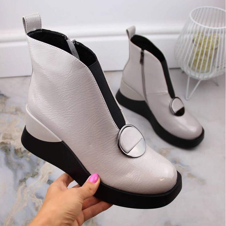 D&amp;A S.Barski Premium Collection W OLI228B grå wedge boots 1