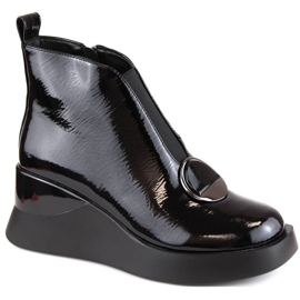 D&amp;A S.Barski Premium Collection W OLI228A svarta wedge boots 1