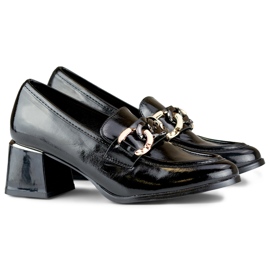 Svarta damskor med lågklackat patent 1