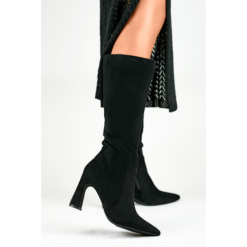 Svarta högklackade kängor för kvinnor 1