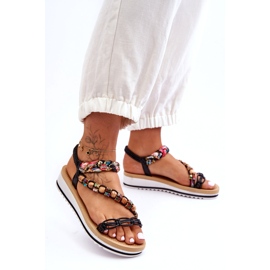 Bekväma kvinnokilsandaler med svarta pärlor 4