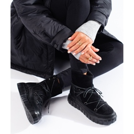 Vinceza snökängor för kvinnor i svart läder 1