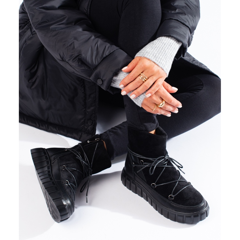 Vinceza snökängor för kvinnor i svart läder 1