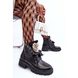 Dekorerade Låga Platta Stövlar Svart Binga 1