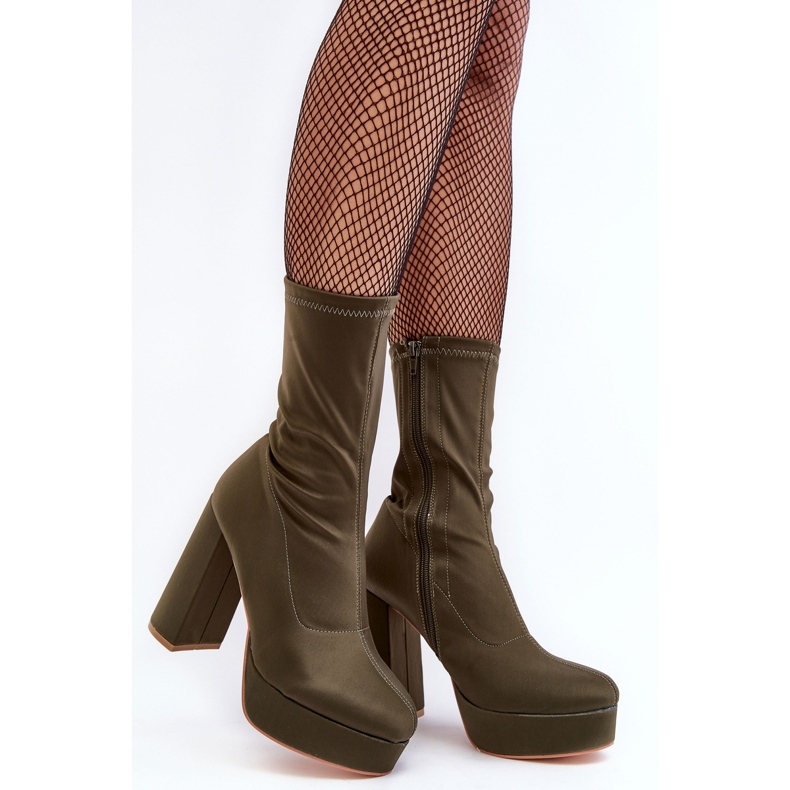 PH2 Gröna Peculia högklackade ankelstövlar med dragkedja 1