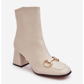 PH2 Beige Pamelinta läder högklackade ankelboots med dekoration 1