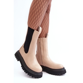 PS1 Beige Beatrice Chunky Platform Ankelboots för kvinnor 1