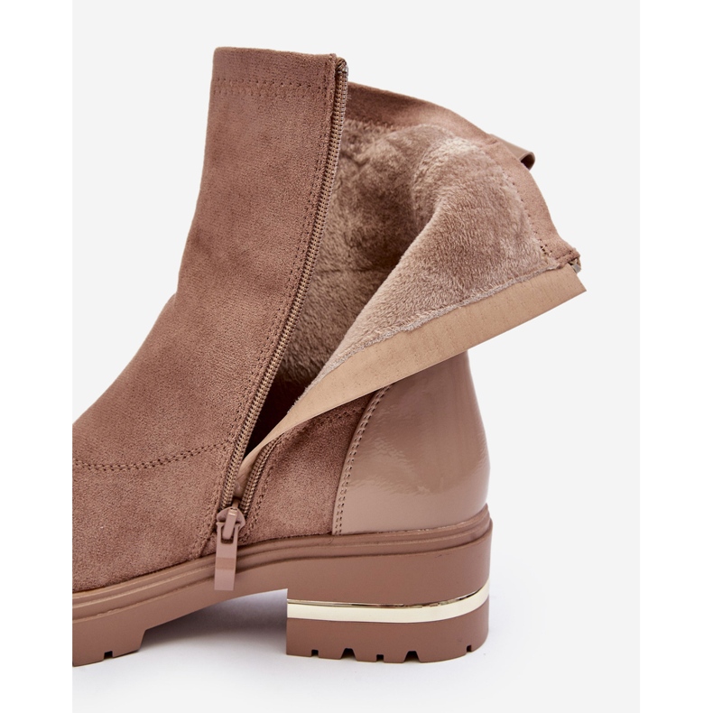 PS1 Läder Classic Flat Boots Beige Shendete 1