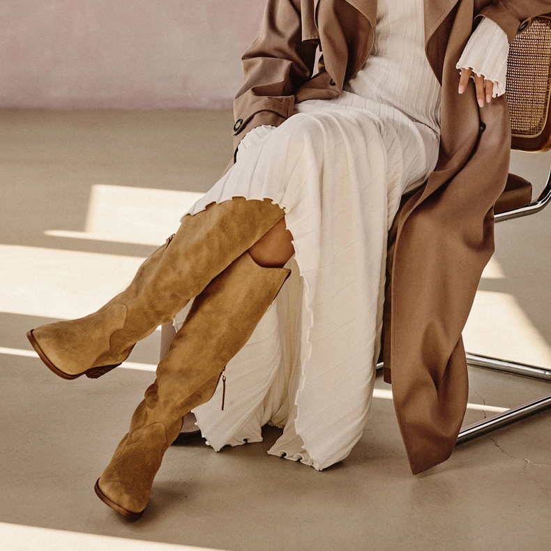 Marco Shoes Iolanda cowboystövlar med dekorativa sömmar beige 1