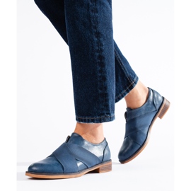Blå Shelovet slip-on oxfords med resårband 1