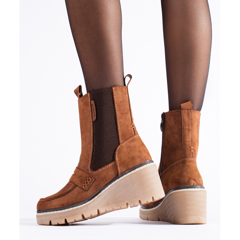 Shelovet ankelstövlar i brun mocka 2