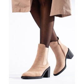 Shelovet beige mocka dam Chelsea boots med hög klack 2