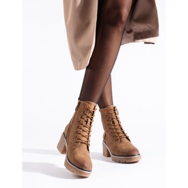 Shelovet ankelboots i brun mocka med snörning 1