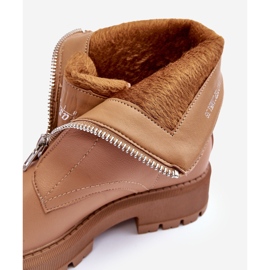 PS1 Platta ankelstövlar i läder med dragkedja Camel Vimal beige 2