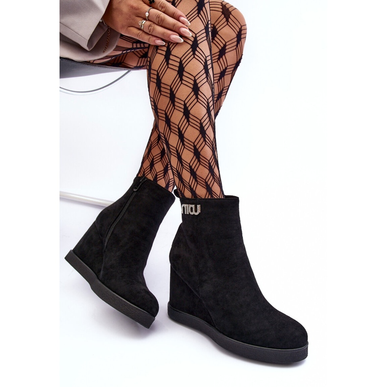 PS1 Mockaisolerade kilstövlar med dekoration, svart Vere 1