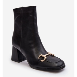 PH2 Högklackade ankelstövlar i läder med dekoration, svart Pamelinta 1