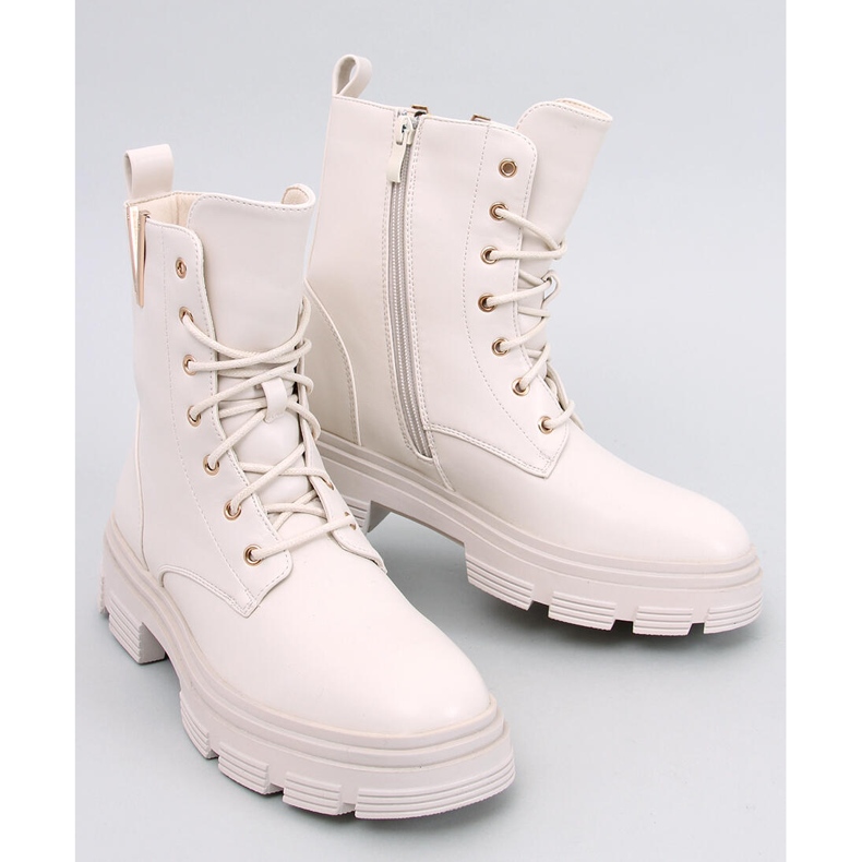 Clend Beige militärboots med snörning 1