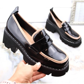 S.Barski Loafers i lackskinn med hög klack och plattform, svarta D&amp;A MR870-32 1