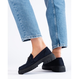 Shelovet marinblå mocka mockasiner för kvinnor 2