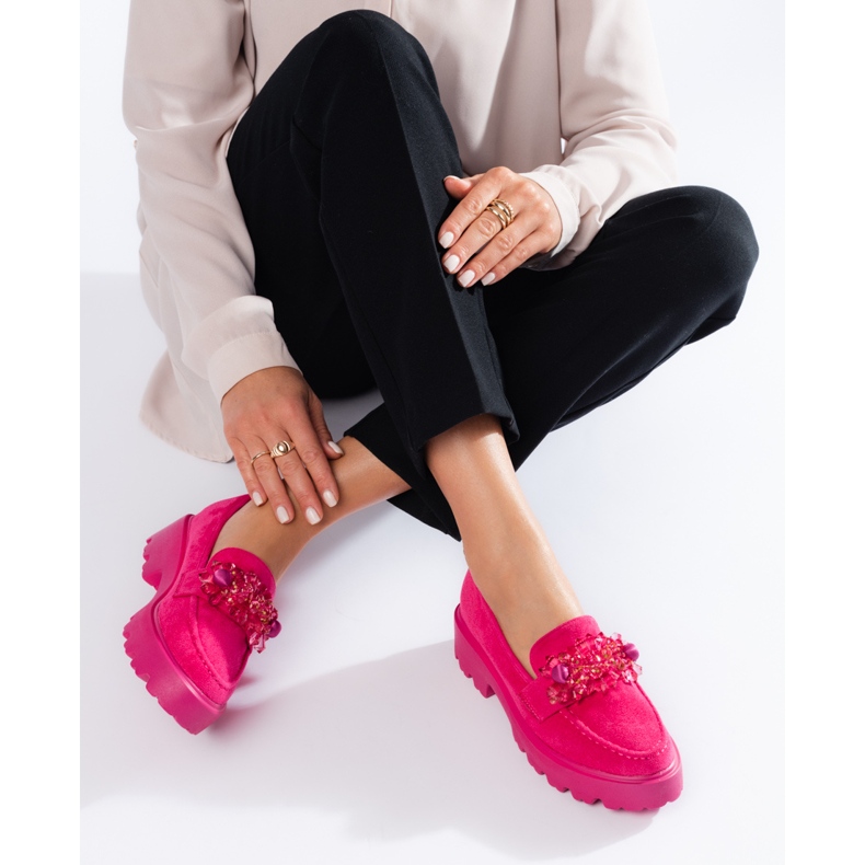 Shelovet loafers i fuchsia mocka för kvinnor rosa 2