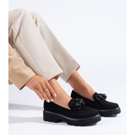 Shelovet loafers i svart mocka för kvinnor 1