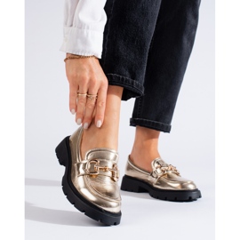 Shelovet guld loafers med tjock sula gyllene 1