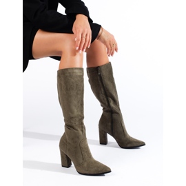 Mörkgröna Shelovet spetsiga stövlar för kvinnor 1