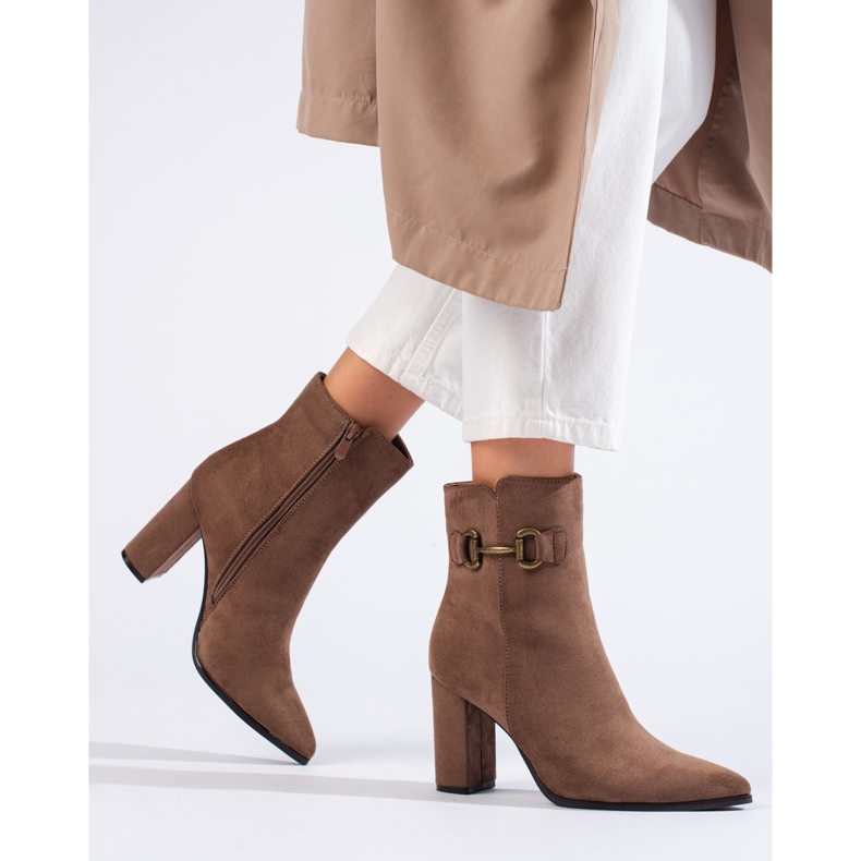 Shelovet mocka beige stövlar med hög klack 2