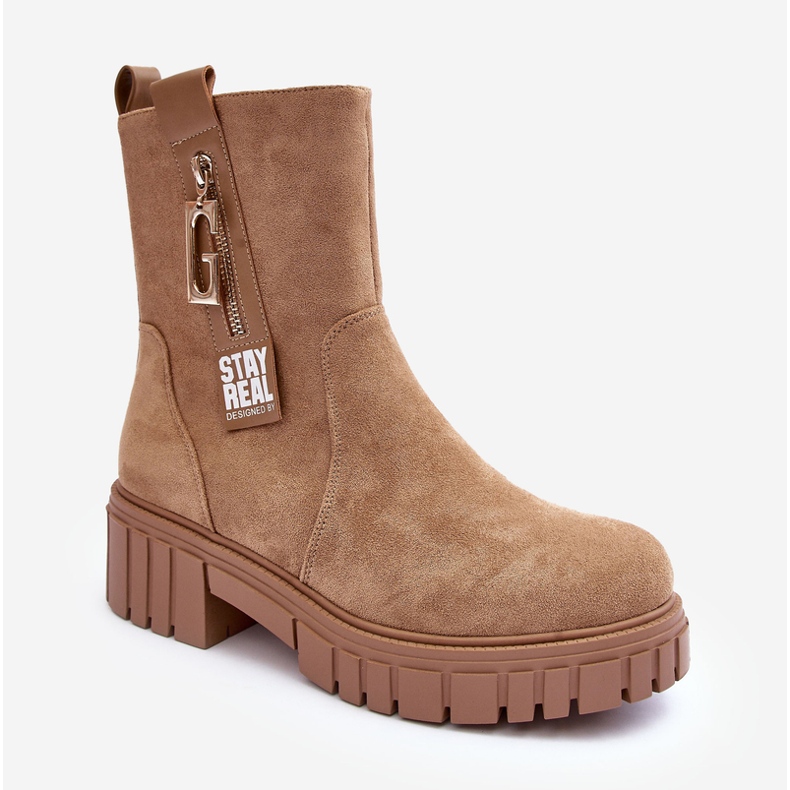 Massiva mocka damstövlar Beige Lunai 2