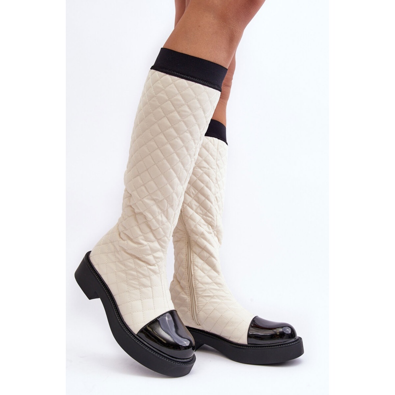 PS1 Beige Amalfri Quilted Over-the-Knee Flat Boots 1