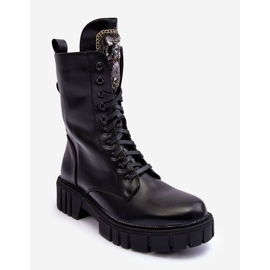 PS1 Svarta Marx läderarbetarstövlar med smyckesdekoration 1