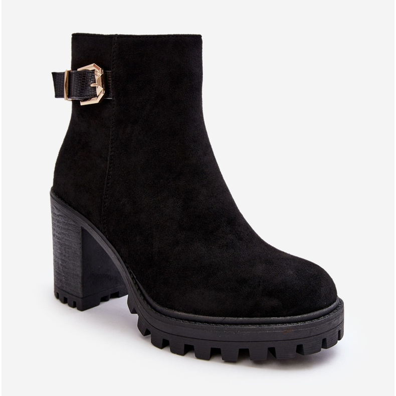 PS1 Ankelstövlar för kvinnor i mocka med svart Menoria-dekoration 1