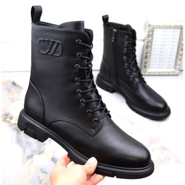 Damisolerade stövlar med snörning och dragkedja, svarta Filippo DBT4045 1