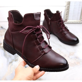 M. DASZYŃSKI Plattklackade damstövlar, isolerade, vinröda M.Daszyński MR2251-6 1