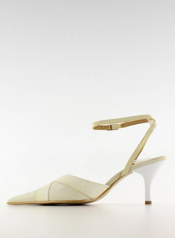 Bröllopspumpar 8650-2 vit brun 2